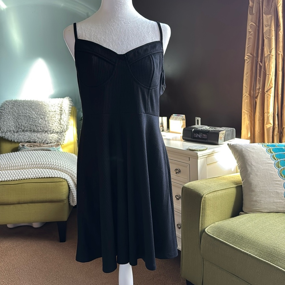 Black side zip skater dress